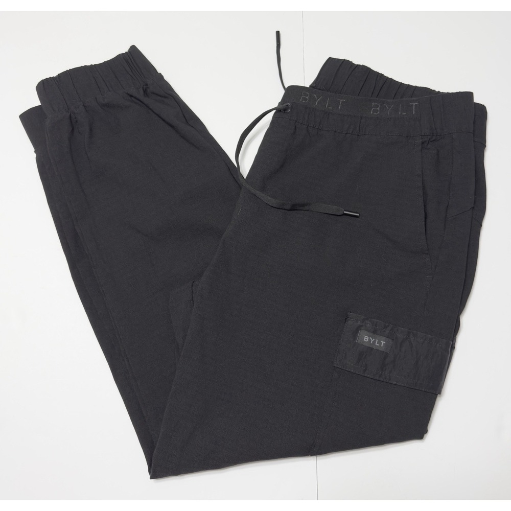BYLT Basics Men's Technical Ripstop Cargo Jogger Pants Sz XL Black Stretch Gym